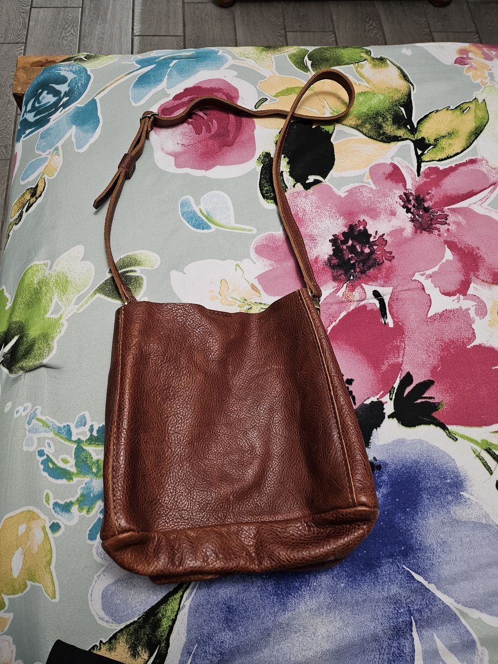 Portland Leather Brown Pebbled Leather Crossbody Bag